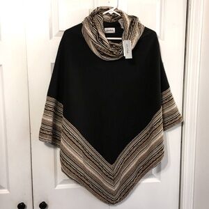 Le Moda Black/Tan Cowl Wrap